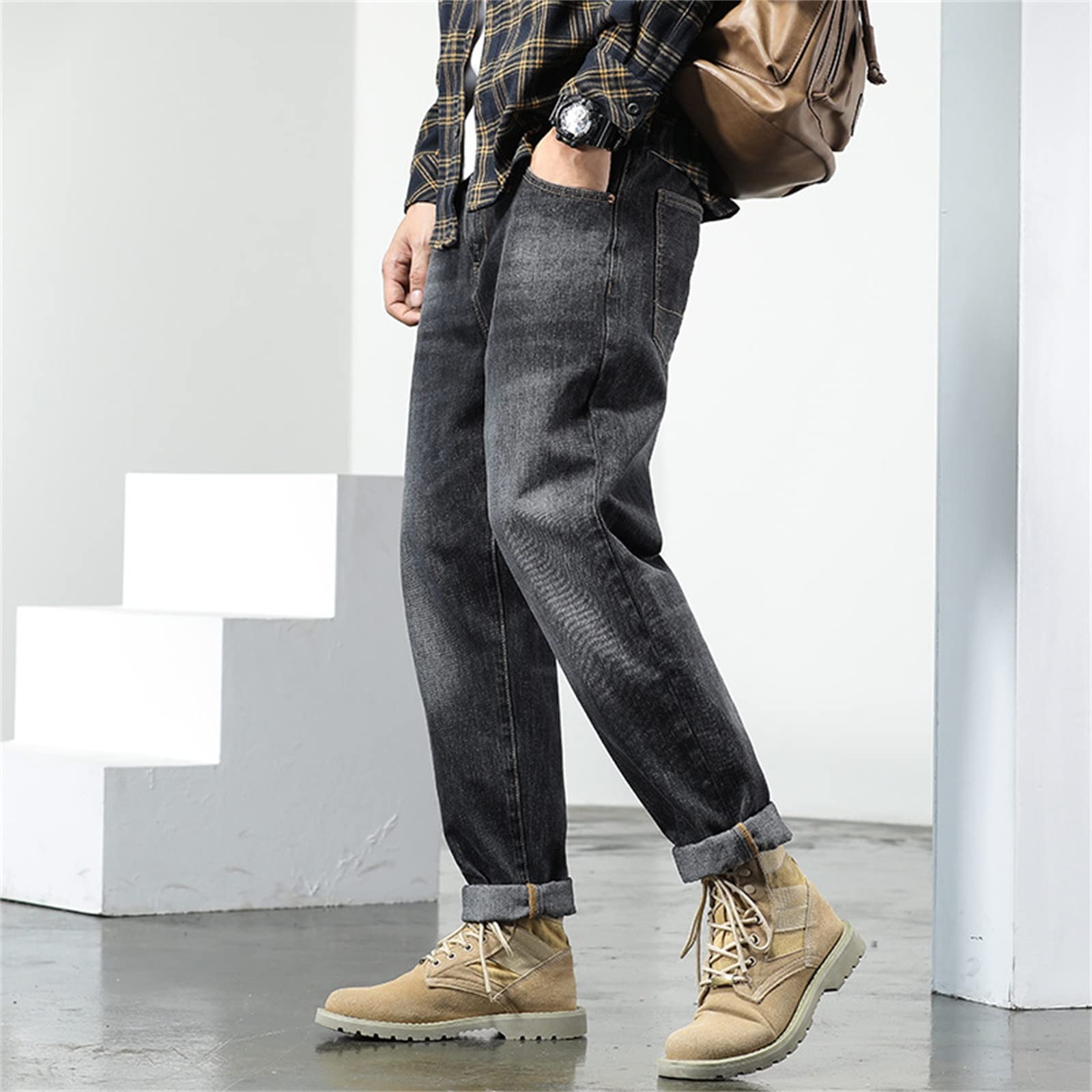 Amazon.co.jp: メンズ ジーンズ 秋と冬の若者の緩いジーンズメンズ